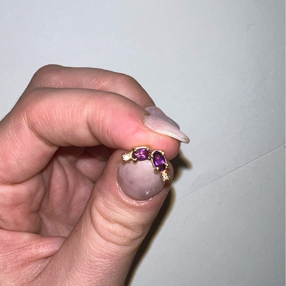 Amethyst and diamond studs
